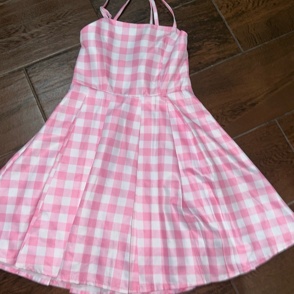 Pink Checkered Kids Dress